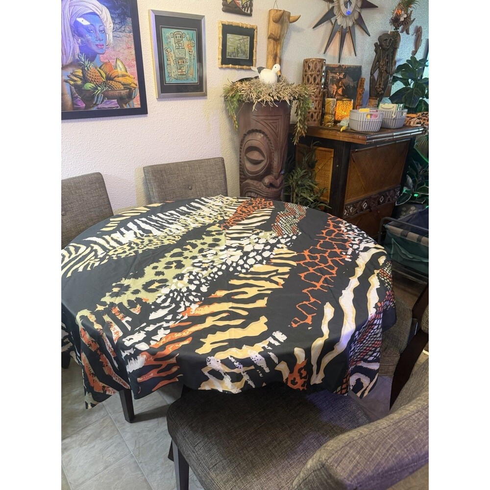 Colorful Wild  Safari Animal Print  Exotic Tropical Kitchen Tablecloth 51" X 51"
